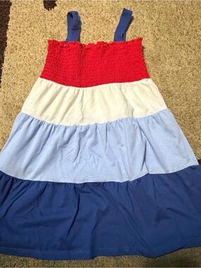 Girls' Red, White & Blue Tiered Sundress